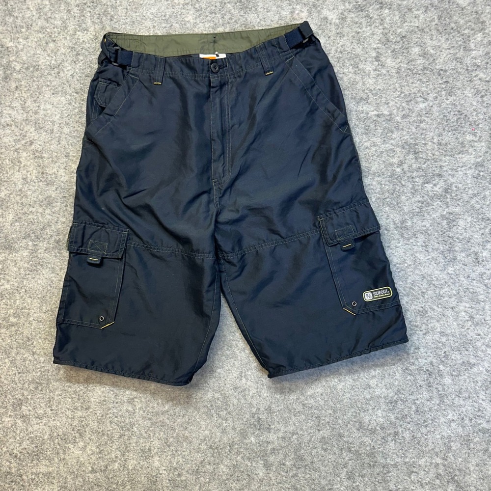 Sideout Cargo Shorts Men's Size 34 Black Y2K Skate Utility Multi-Pocket